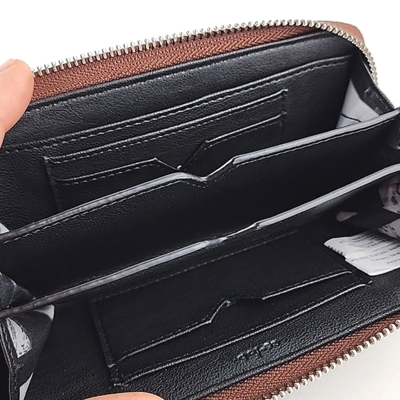 Co-Lab Small Zip Around Chestnut Brown Faux Leather Textured Pebbled Wallet - Picture 10 of 11